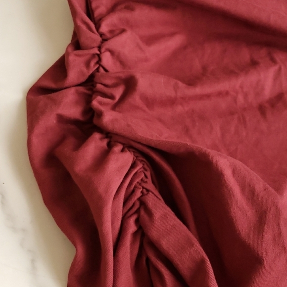 Missufe Sleeveless Racerback Tank Ruched Bodycon Midi in Burgandy Size M  8-10 - Picture 8 of 8